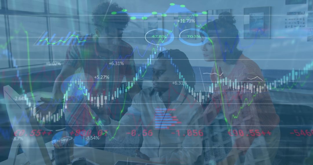 Collaborative Team Analyzing Financial Data Projections