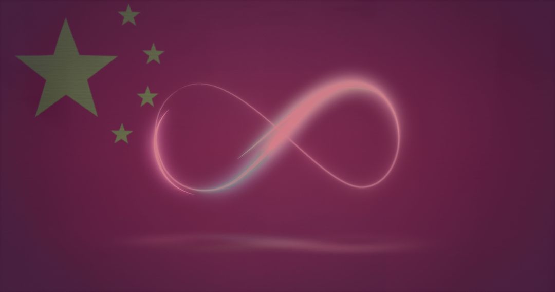 Neon Infinity Overlay with Data Processing on China Flag