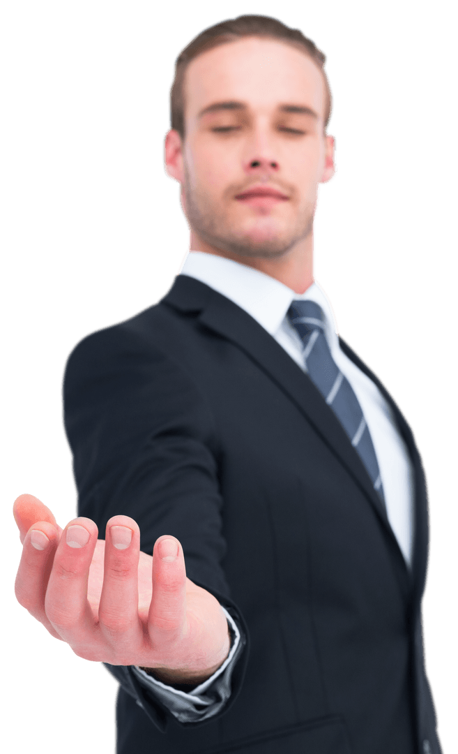 Transparent Confident Businessman Offering Handshake Gesture