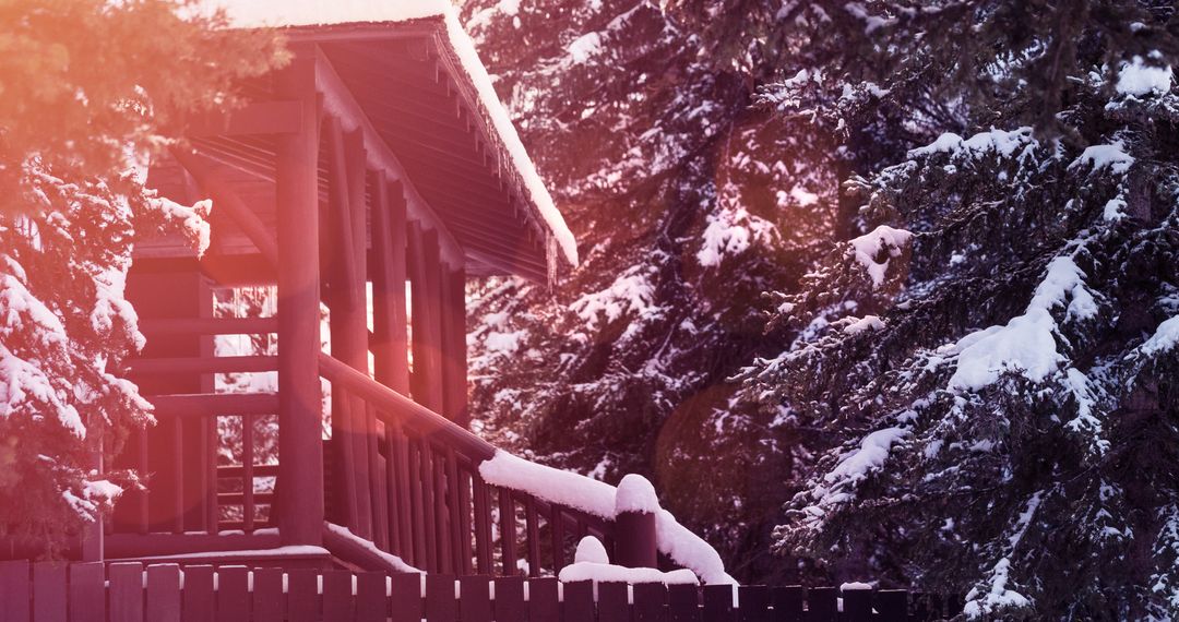 Cozy Log Cabin in Snowy Winter Forest