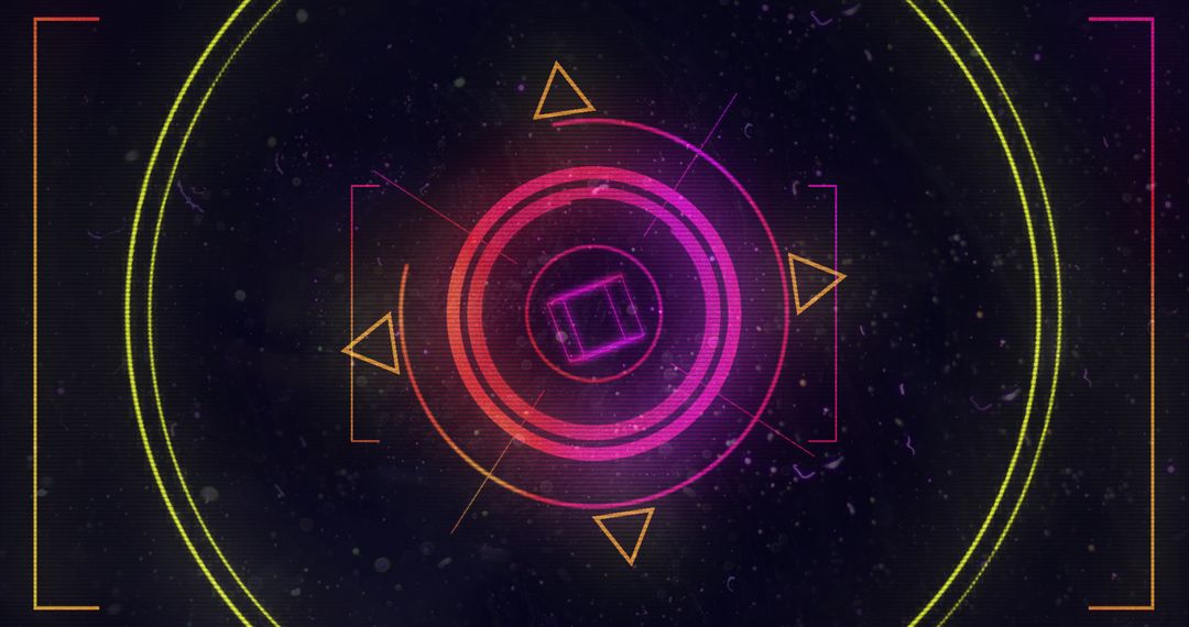 Glowing Digital Scope with Spinning Geometric Figures Concept