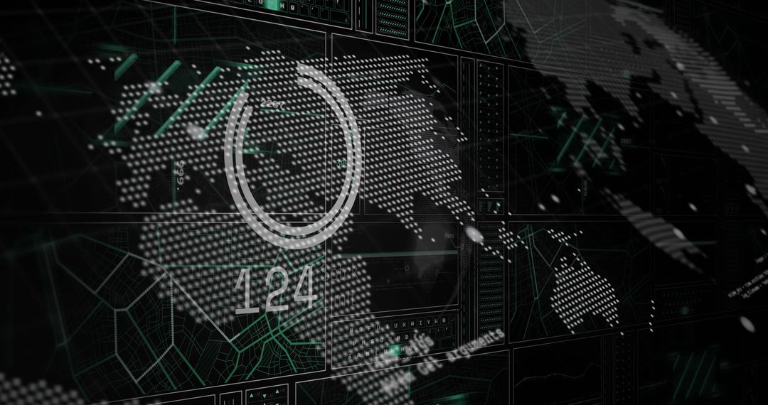 Financial Data Processing Overlay with Digital World Map Projection