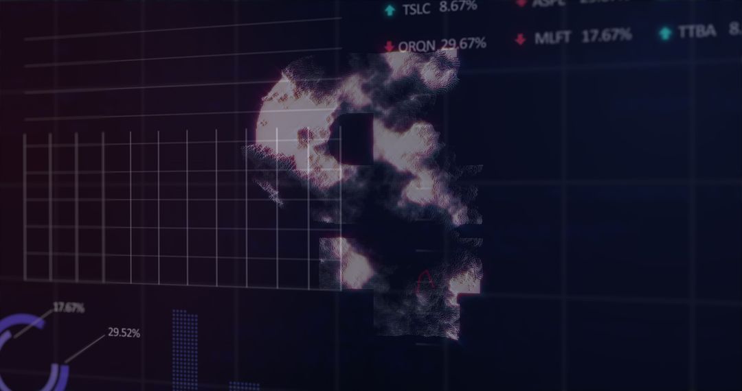 Digital Rouble Symbol Amidst Data Charts and Analytics