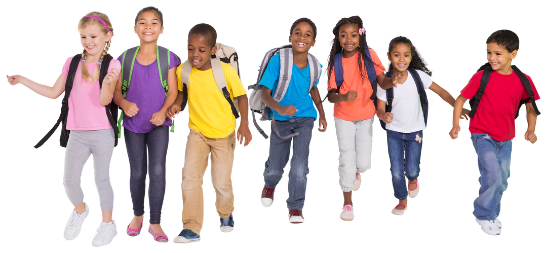 Happy Diverse School Children Group with Transparent Background - Download Free Stock Images Pikwizard.com