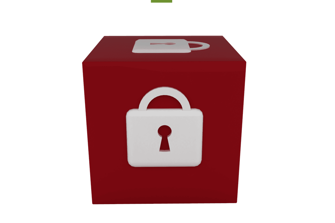 Red Cube with Padlock Symbol on Transparent Background for Security Concept - Download Free Stock Images Pikwizard.com