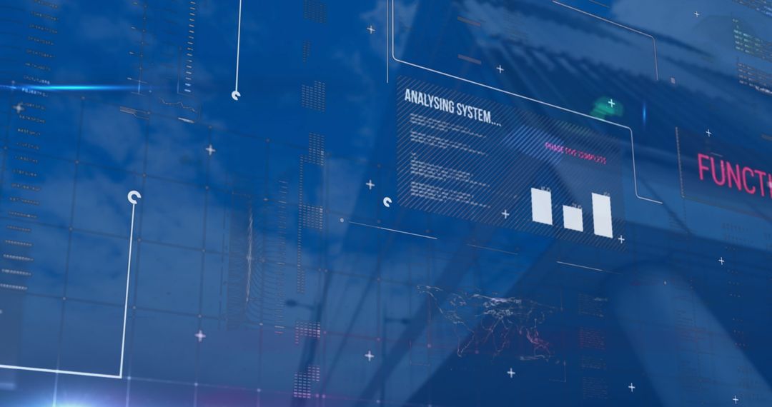 High-Tech Data Interface Over Urban Skyscraper