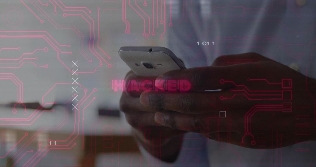Cybersecurity Threat: Smartphone Hacked Warning Overlay