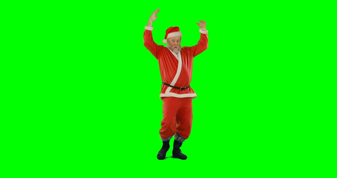 Santa Claus Jumping with Raised Arms on Green Screen Background - Free Images, Stock Photos and Pictures on Pikwizard.com