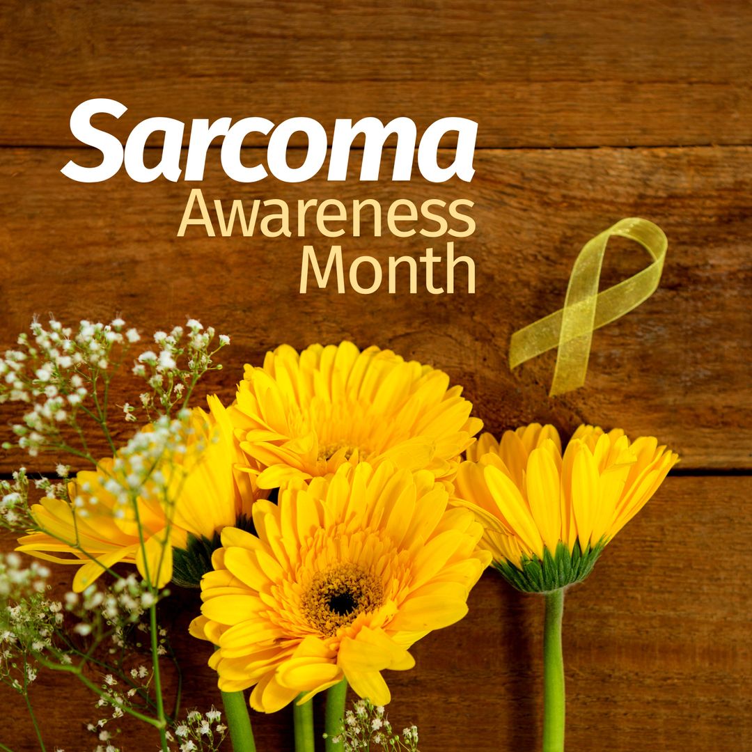 Sarcoma Awareness Month Design with Yellow Flowers and Ribbon