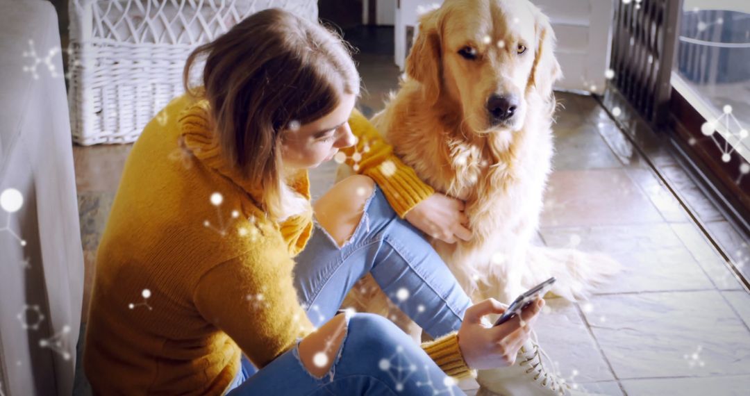 Cozy Relaxation with Golden Retriever and Technology