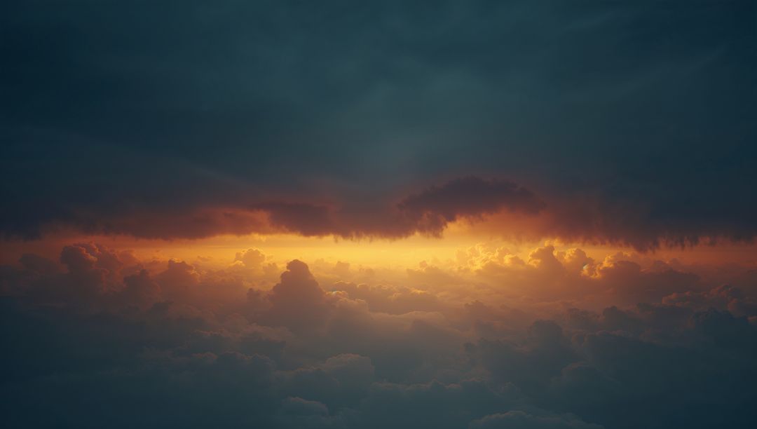 Dramatic Sunset Sky with Glowing Storm Clouds