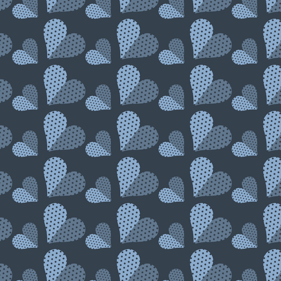 Seamless Pattern of Transparent Hearts on Dark Background