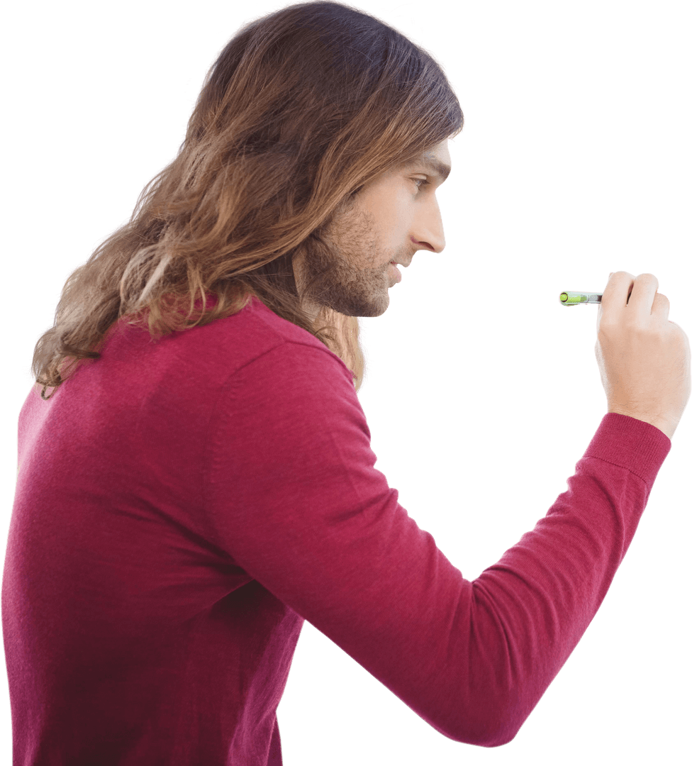 Side View of Man Writing on Glass with Transparent Note - Download Free Stock Images Pikwizard.com