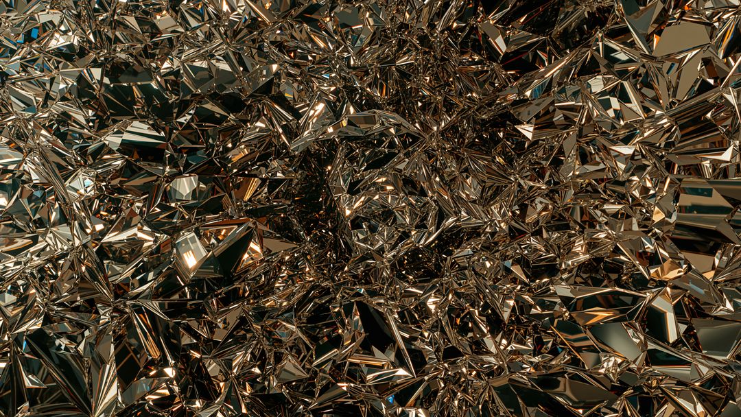 Futuristic Golden Geometric Shards and Crystals Metallic Artwork