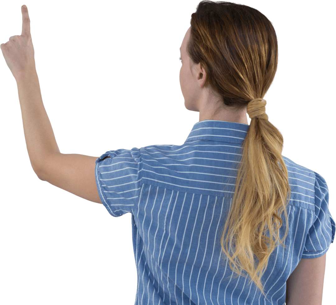 Businesswoman Using Virtual Interface on Transparent Background