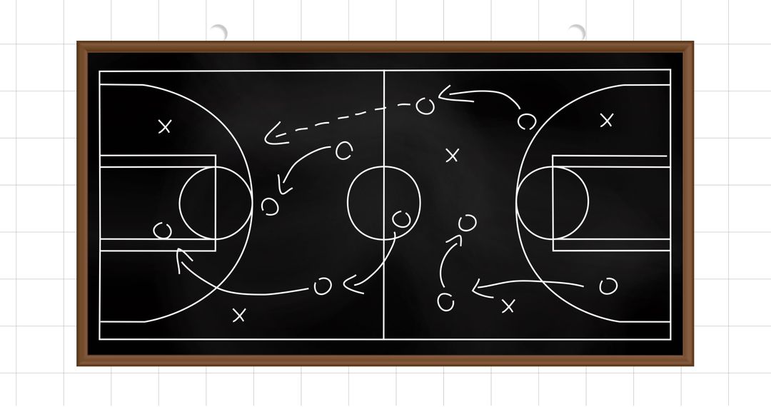 Basketball Strategy Plan Drawn on Chalkboard