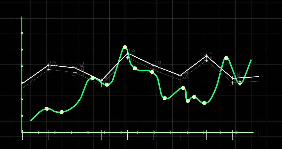 Financial Data Display with Line Graph on Black Background