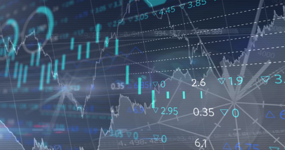 Digital Stock Market Data Trends on Blue Interface