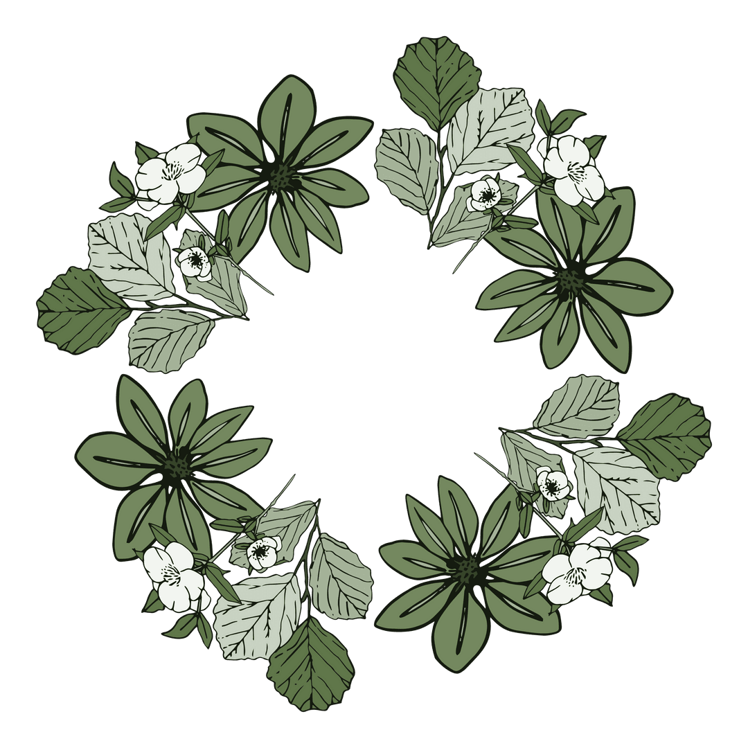 Elegant Floral Wreath Illustration on Transparent Background