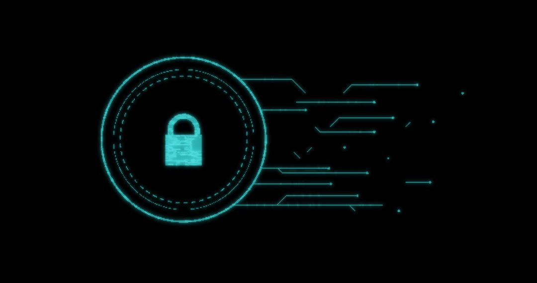 Futuristic Digital Padlock Icon for Cybersecurity