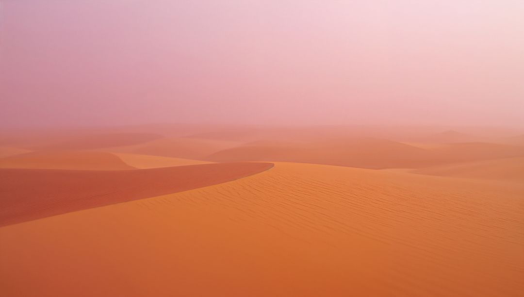 Majestic Soft Dunes Shadowed by Pastel Pink Horizon in Desert