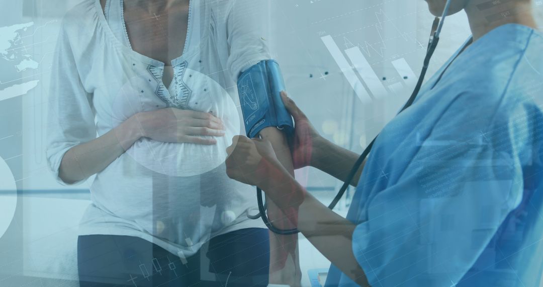 Doctor Measuring Blood Pressure of Pregnant Woman - Free Images, Stock Photos and Pictures on Pikwizard.com