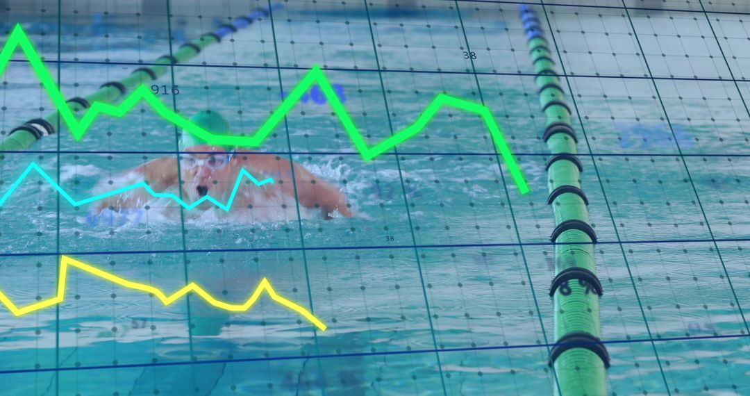 Swimmer Training Progress with Data Visualization Overlay