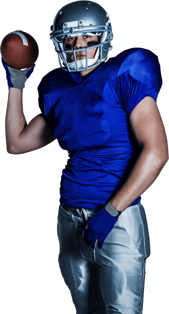 Transparent American Football Player Throwing Ball in Uniform