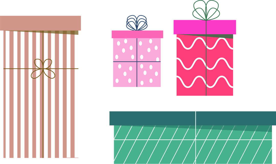 Festive Cute Gift Boxes with Transparent Background Vector Art