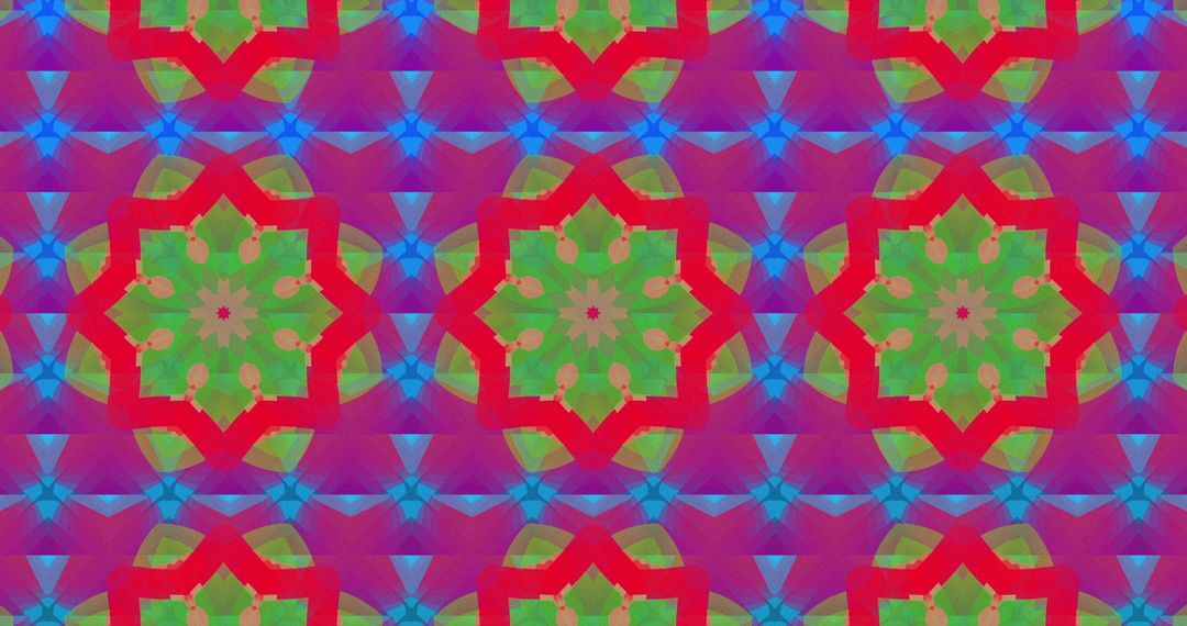 Glowing Kaleidoscope Abstract Motifs in Seamless Loop Pattern