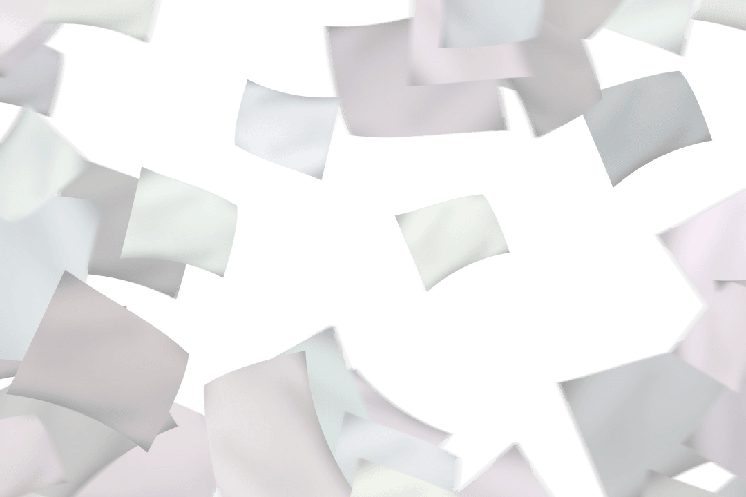 Floating Sheets of Paper on Transparent Background