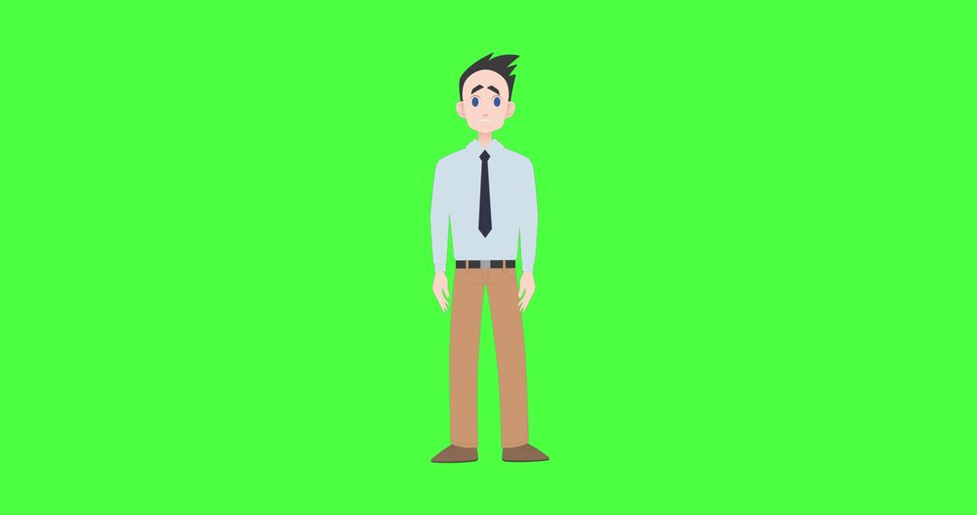 Animated Character on Green Screen with Movement and Gesture