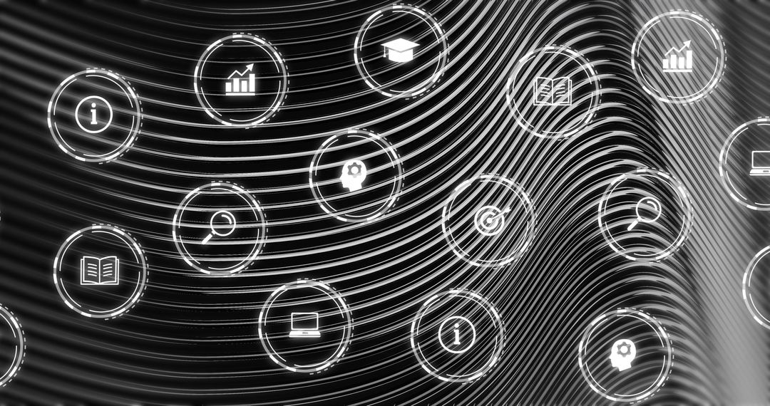 Abstract Digital Network with Glowing Technology Icons