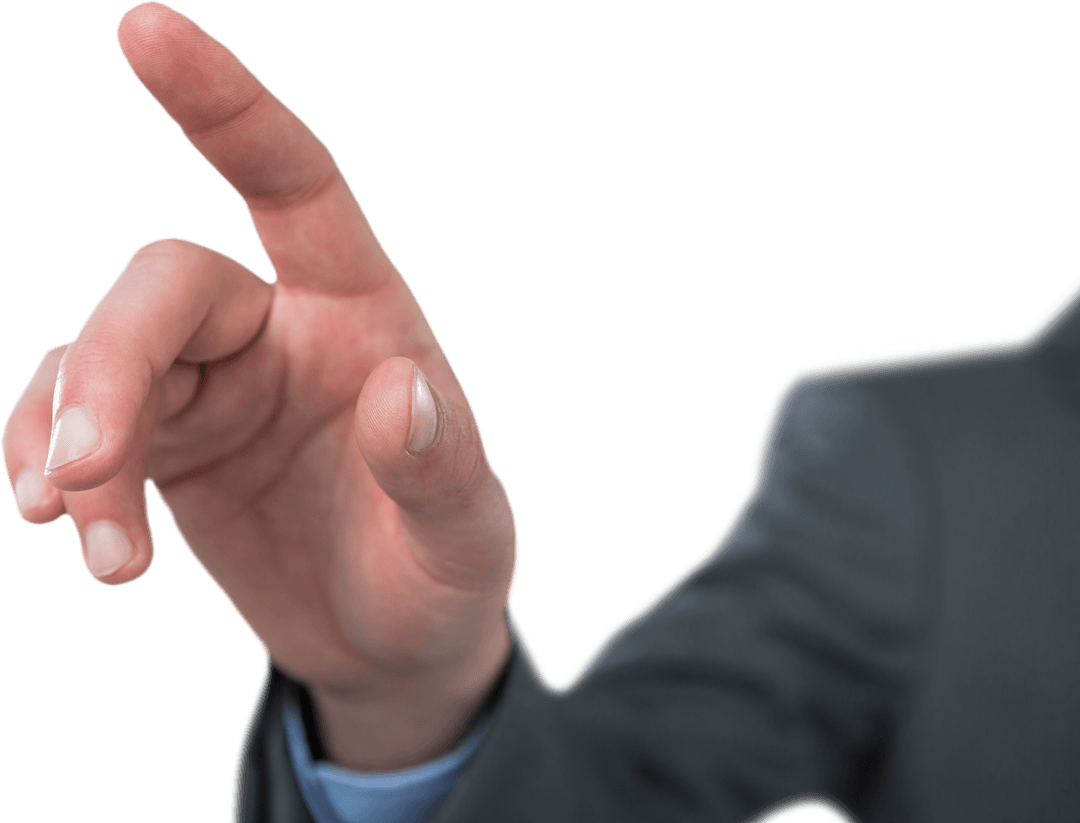 Transparent Close-up of Hand Touching Digital Display