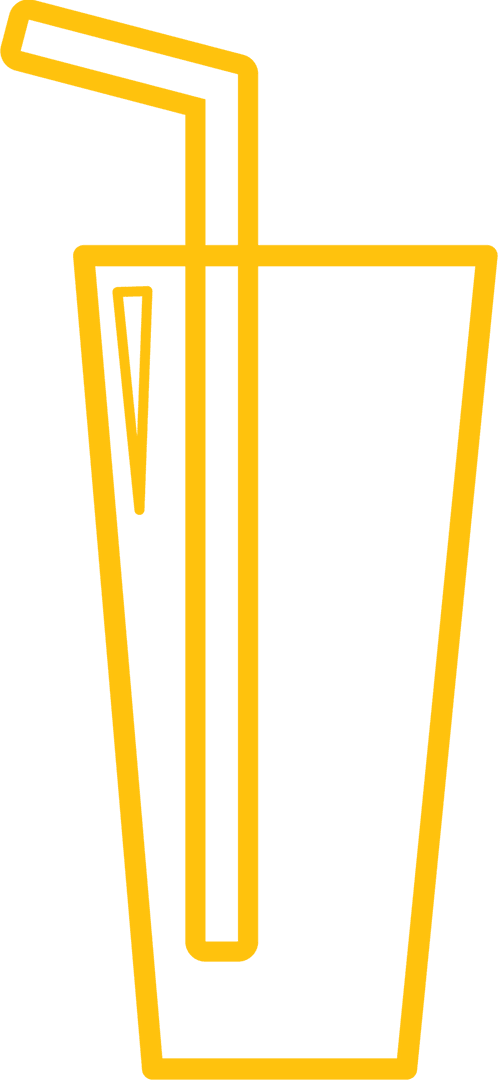 Yellow Transparent Outline of Glass with Straw Silhouette