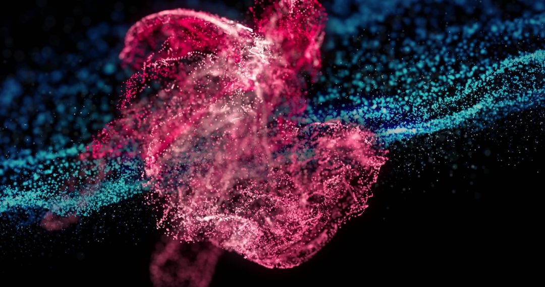 Abstract Colorful Digital Particles on Black Background