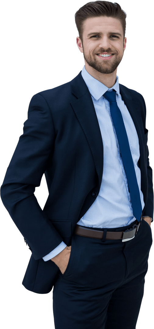 Confident Young Businessman in Formal Suit with Transparent Background