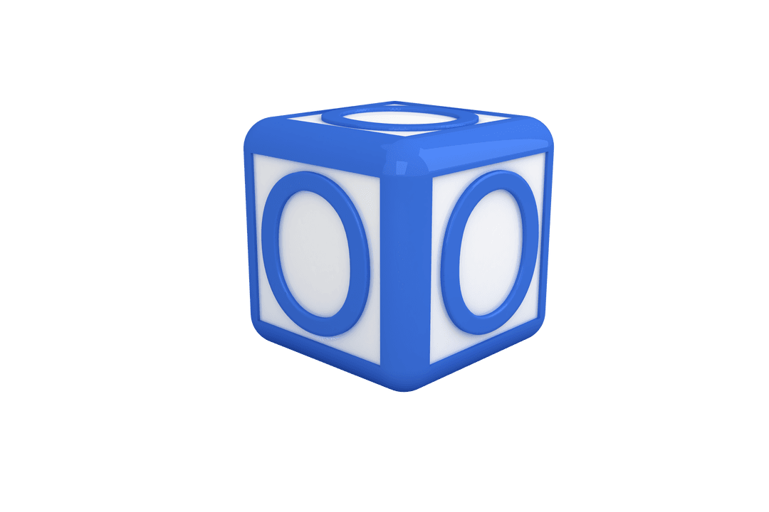 Blue Toy Brick with Circles on Transparent Background