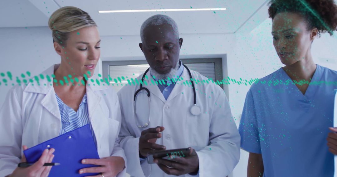 Diverse Medical Team Discussing Digital Data Insights