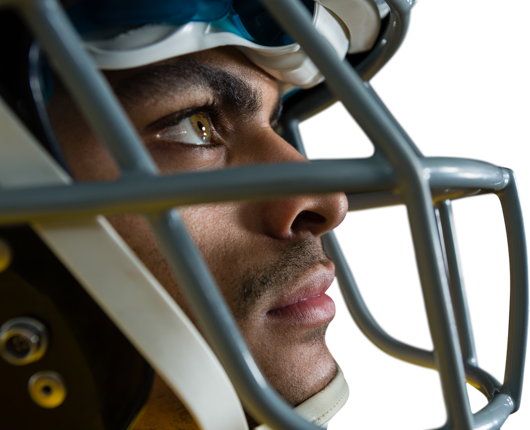 Close Up of Thoughtful Football Player Staring With Helmet in Transparent Background - Download Free Stock Images Pikwizard.com