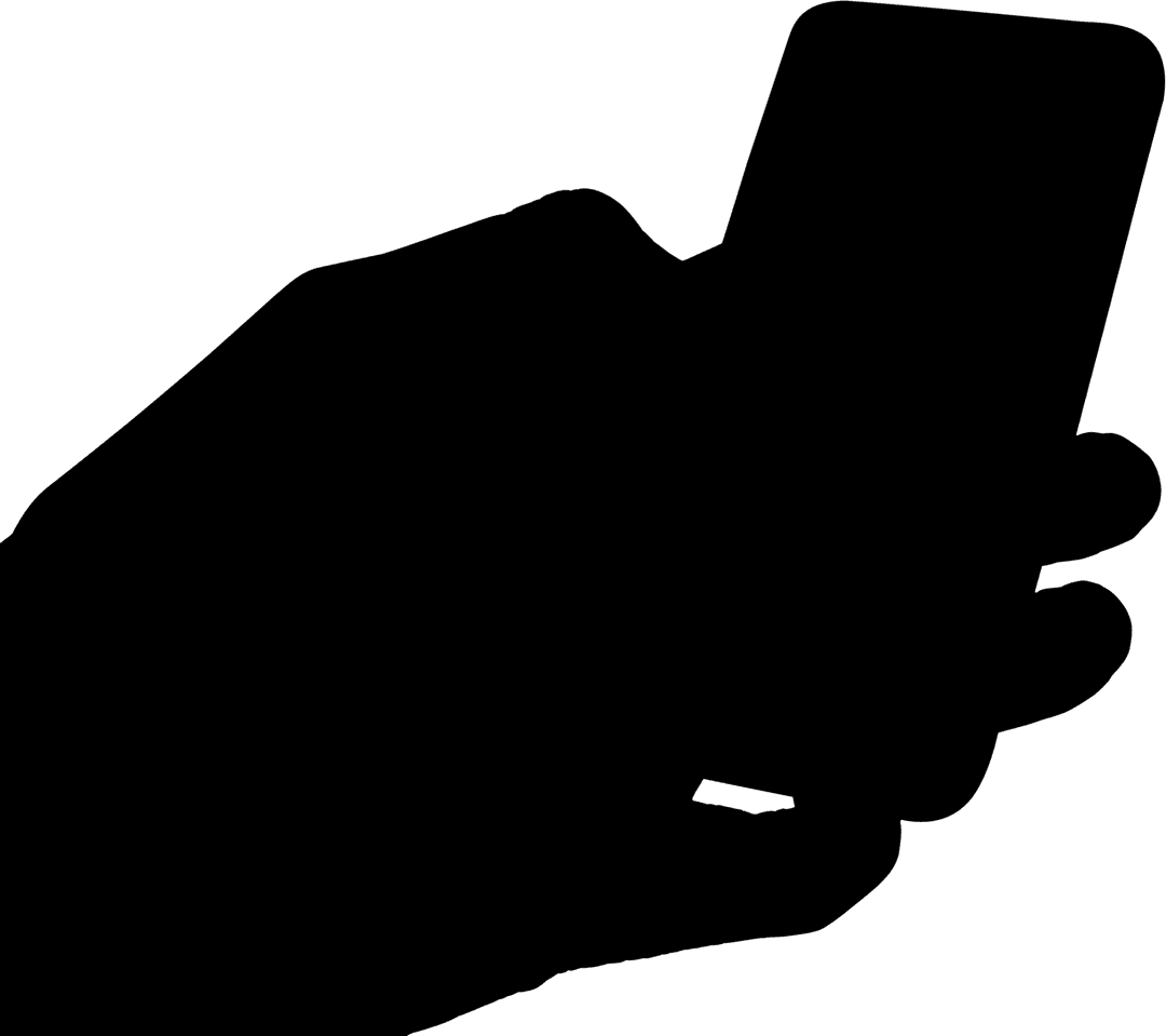 Silhouette of Modern Smartphone and Hand on Transparent Background