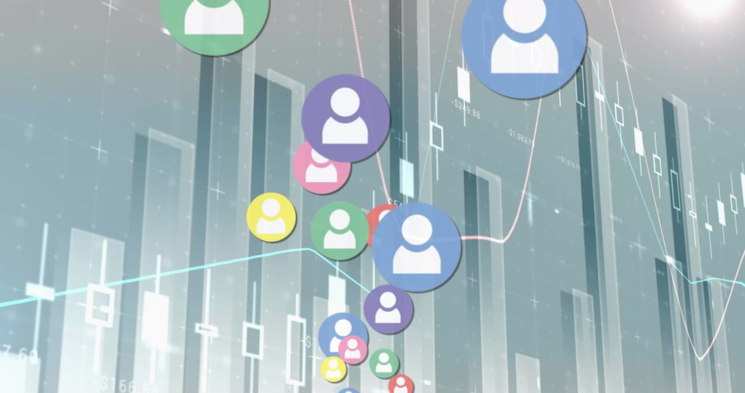 Colorful Profile Icons on Graphs Virtual Data Visualization