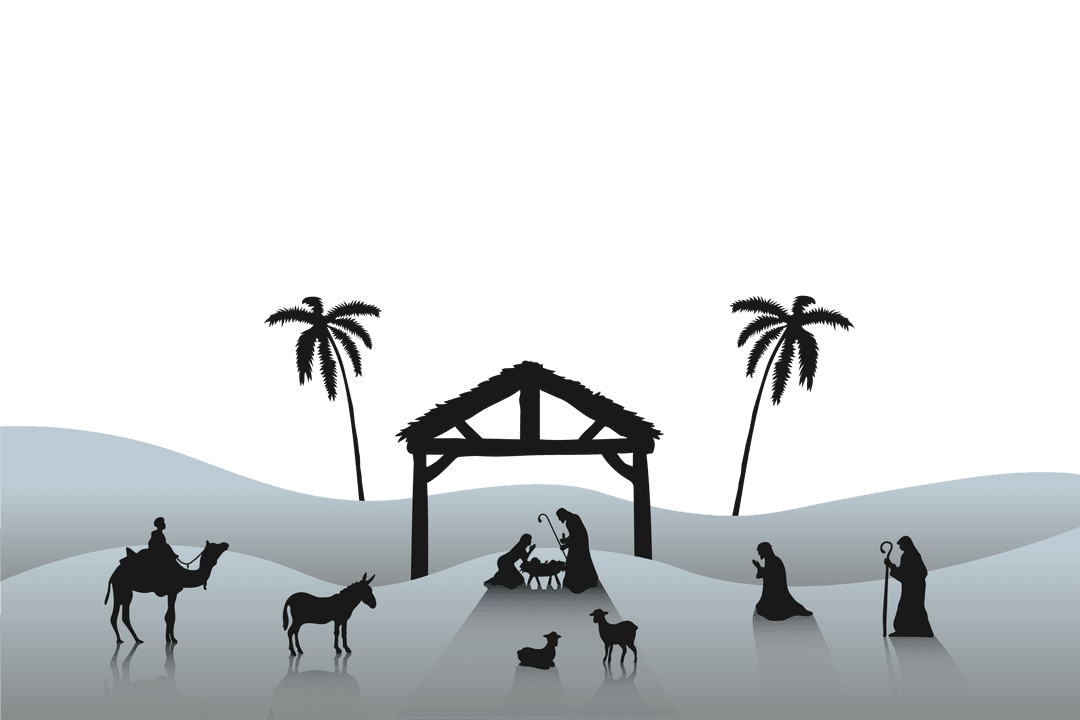 Transparent Christian Nativity Scene Vector Illustration
