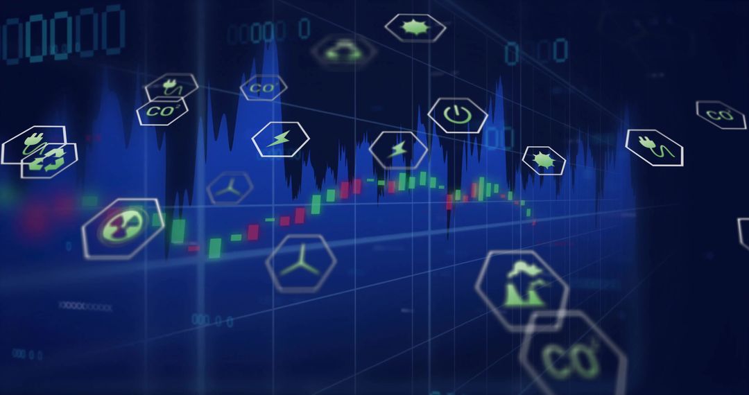 Environmental Analytics Dashboard with Candlestick Chart and Eco Icons