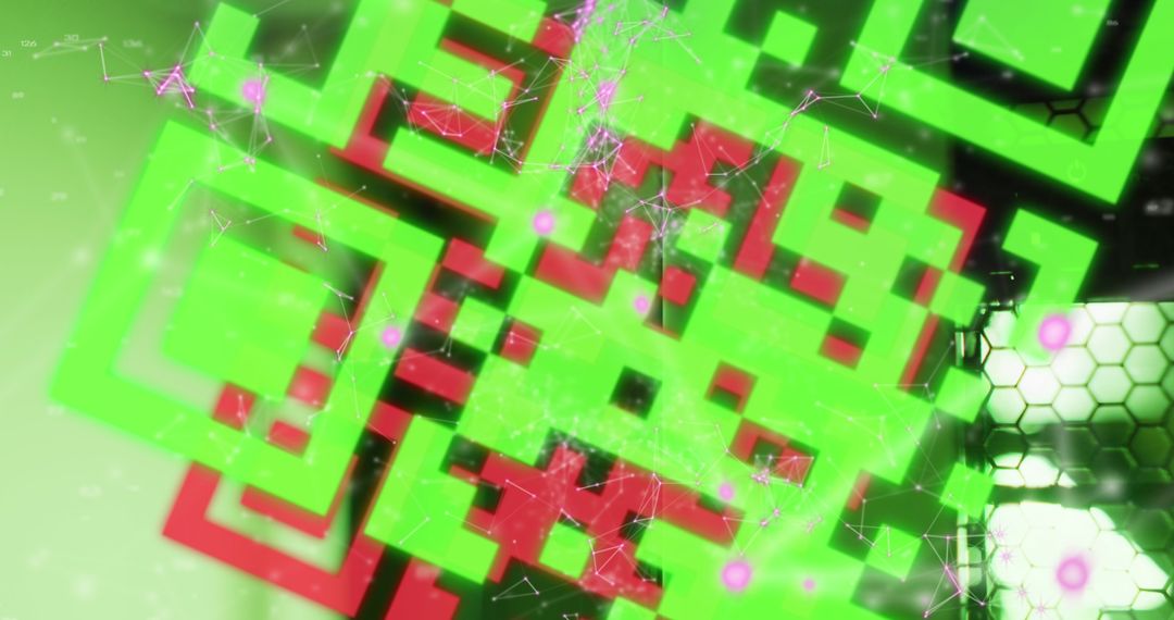 Abstract QR Code with Digital Network Elements