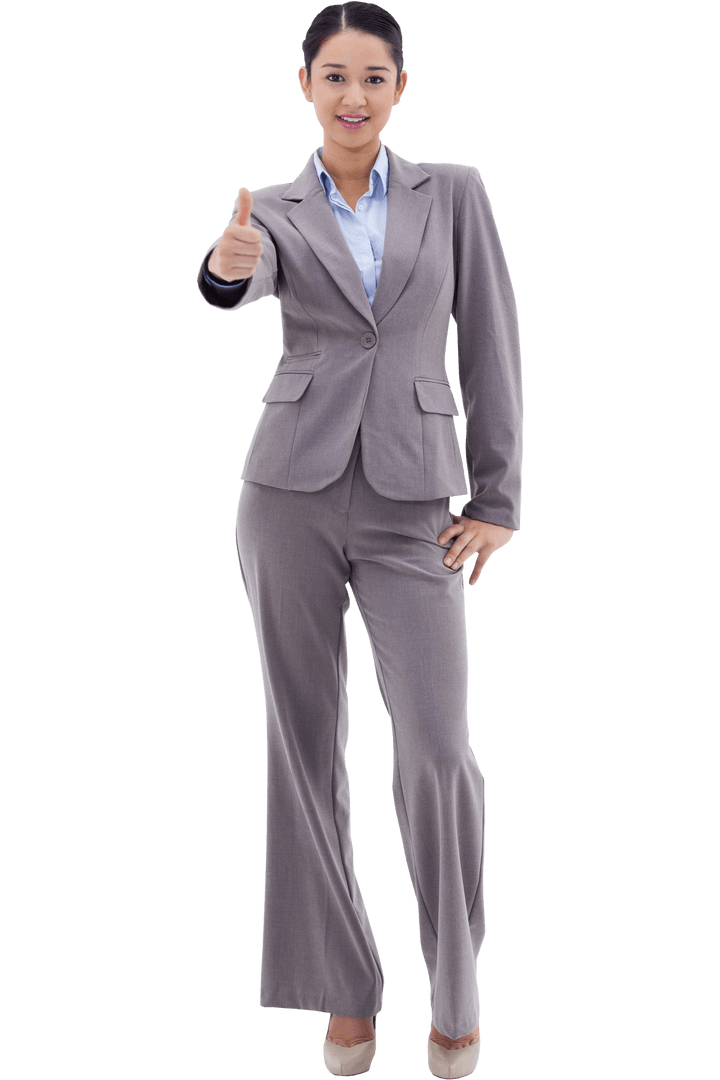 Transparent Businesswoman Showing Thumbs Up