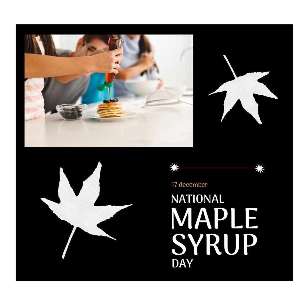 Woman Celebrating National Maple Syrup Day with Pancakes