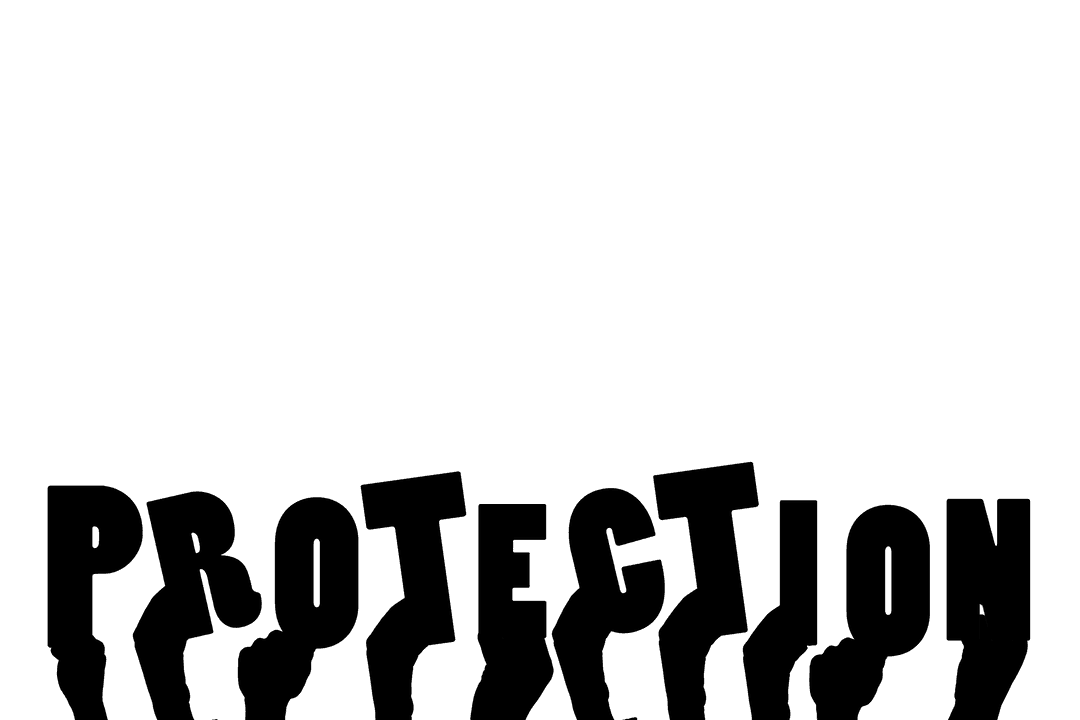 Hands Holding 'Protection' Text on Transparent Background