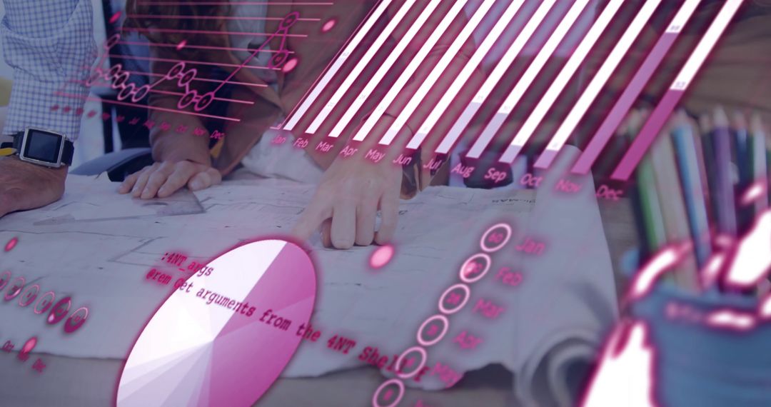 Innovative Data Analysis Teamwork in Modern Office