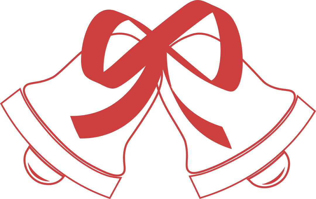Red Bells with Ribbon Silhouette on Transparent Background